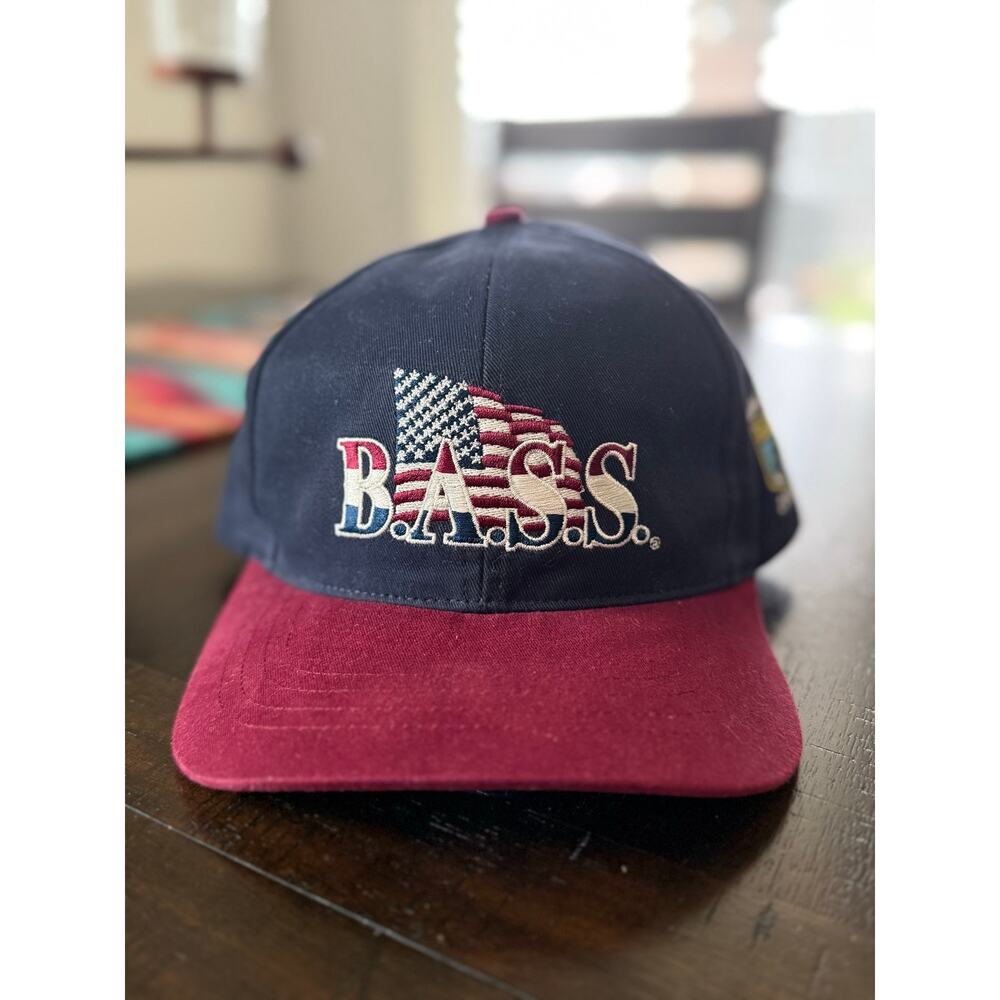 Vintage B.A.S.S. Limited Edition 2000 Strapback Hat USA Flag Fishing Cap OSFA